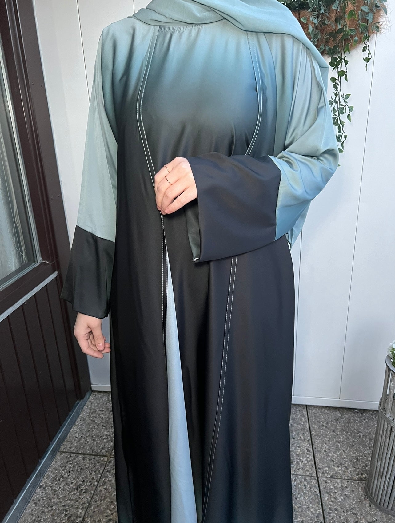 Satin Abaya Ombre blau