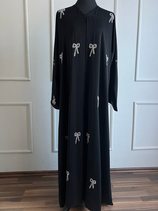 Bow abaya big bows front side 