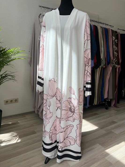 Weißes abaya set mit weißem unterkleid