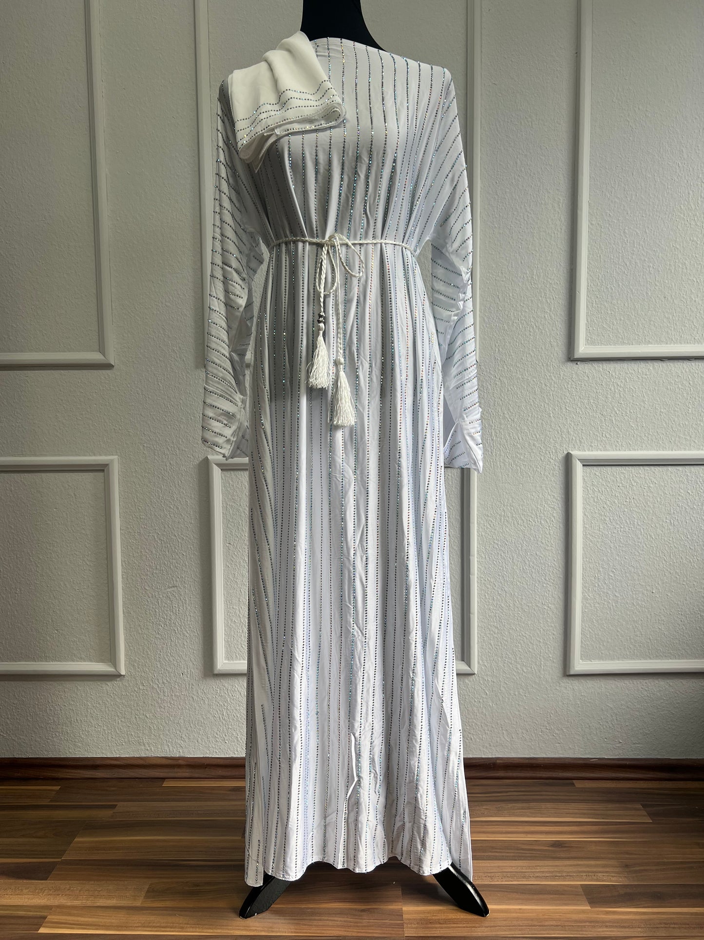 Glitter Abaya weiß