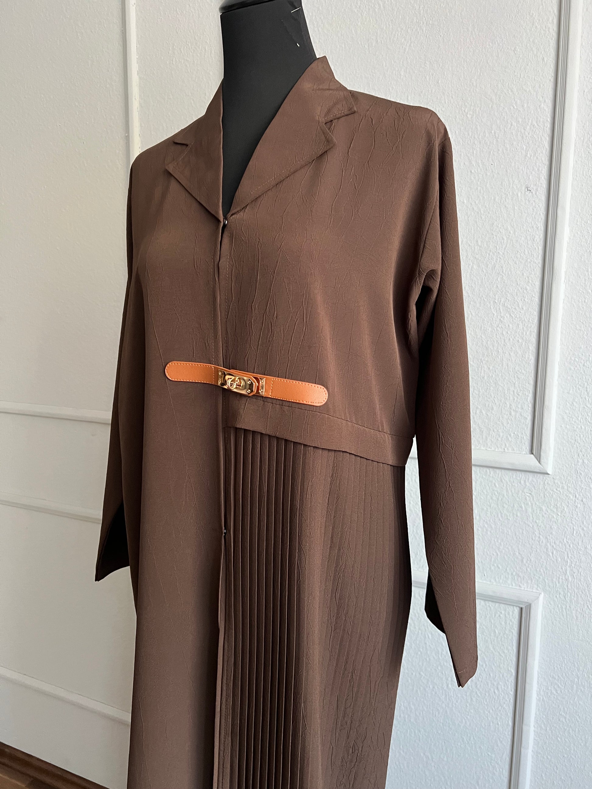 Abaya braun mantel plissee 