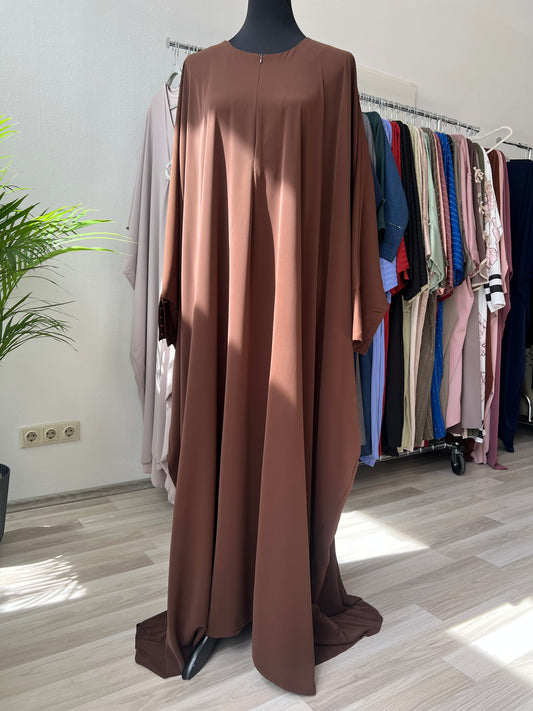 Sehr weite abaya in dunkelbraun und reisverschluss