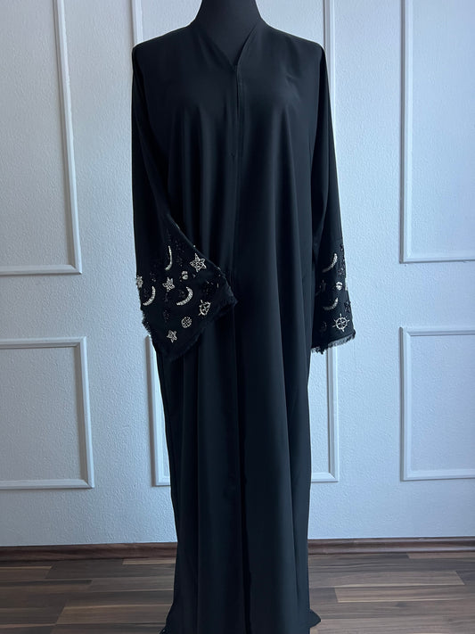 Moon abaya black front side