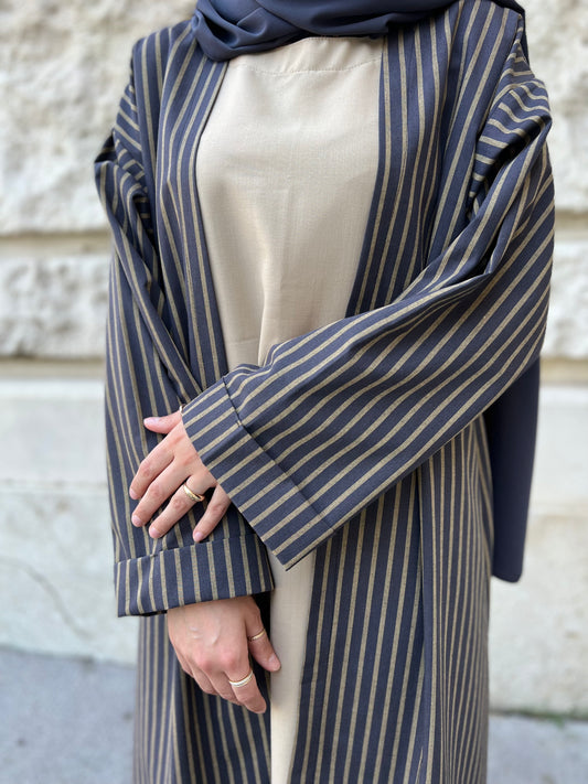 Abaya dunkelblau gestreift