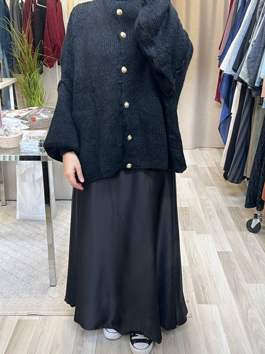 Satin maxi rock in schwarz