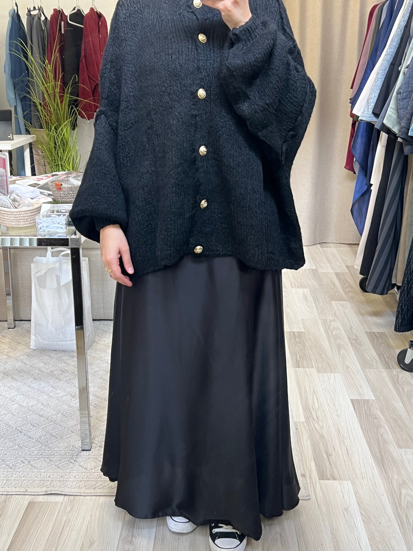 Cardigan mit Knöpfen Schwarz