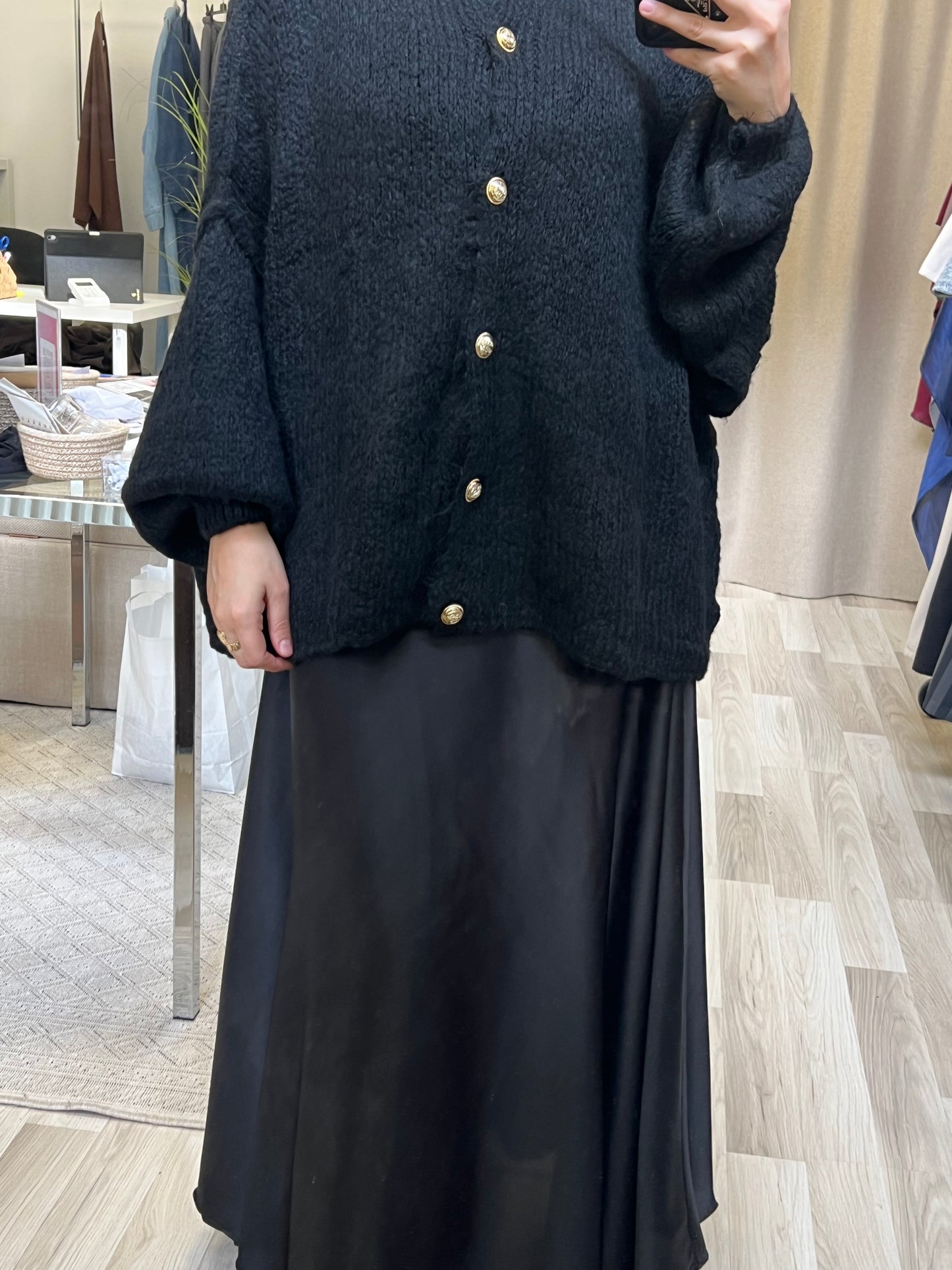Cardigan mit Knöpfen Schwarz